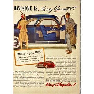 Chrysler "Handsome is the Way, You Want It!" Vintage Print Ad 1940-41